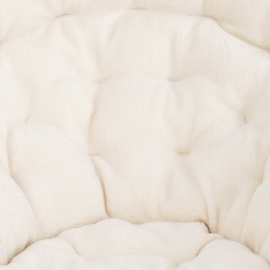 English Elm Gwen 38" Oversize Portable Faux Fur Saucer Chair for Cozy Lounging, Gaming, and Relaxing Anywhere Ivory Sherpa/Soft Gold Frame FV-FMC-025-IV-SGD-GG