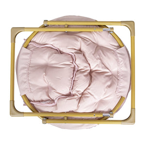 English Elm Gwen 23" Kids Cozy Mini Folding Saucer Chair - Plush Upholstery for Safe, Stylish Relaxation Space Blush Faux Fur/Soft Gold Frame FV-FMC-030-BL-SGD-GG