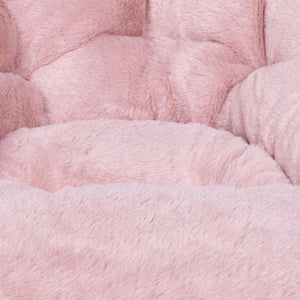 English Elm Gwen 23" Kids Cozy Mini Folding Saucer Chair - Plush Upholstery for Safe, Stylish Relaxation Space Blush Faux Fur/Soft Gold Frame FV-FMC-030-BL-SGD-GG