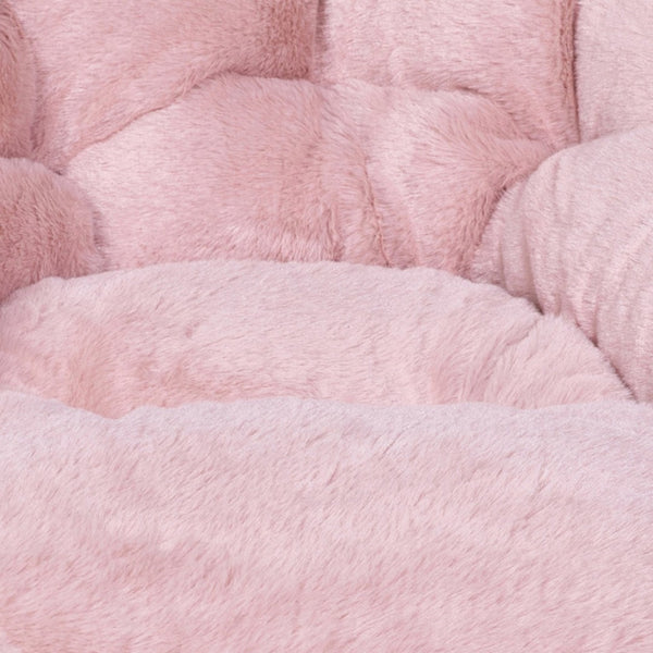 English Elm Gwen 23" Kids Cozy Mini Folding Saucer Chair - Plush Upholstery for Safe, Stylish Relaxation Space Blush Faux Fur/Soft Gold Frame FV-FMC-030-BL-SGD-GG