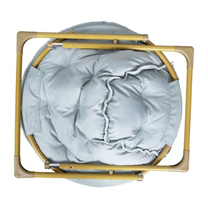 English Elm Gwen 23" Kids Cozy Mini Folding Saucer Chair - Plush Upholstery for Safe, Stylish Relaxation Space Dusty Aqua Faux Fur/Soft Gold Frame FV-FMC-030-DTAQ-SGD-GG