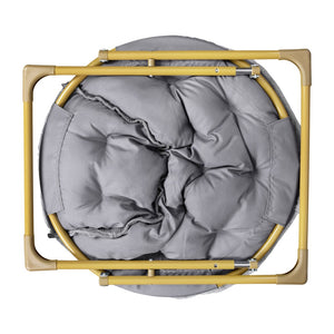 English Elm Gwen 23" Kids Cozy Mini Folding Saucer Chair - Plush Upholstery for Safe, Stylish Relaxation Space Gray Faux Fur/Soft Gold Frame FV-FMC-030-GY-SGD-GG