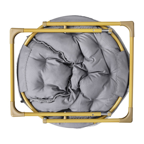 English Elm Gwen 23" Kids Cozy Mini Folding Saucer Chair - Plush Upholstery for Safe, Stylish Relaxation Space Gray Faux Fur/Soft Gold Frame FV-FMC-030-GY-SGD-GG