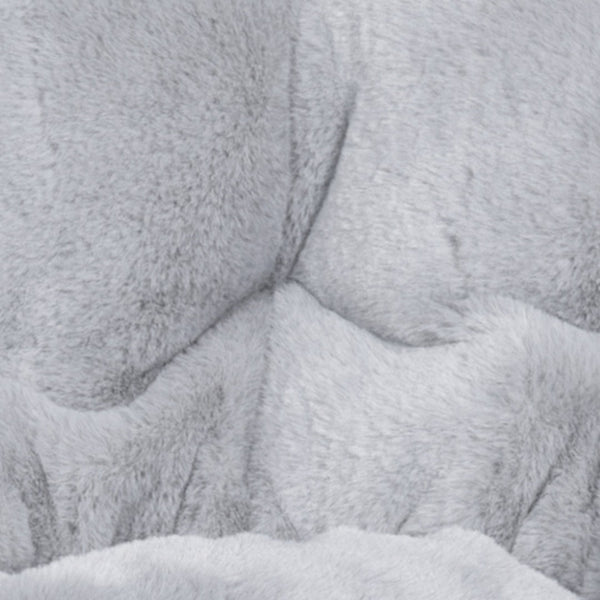 English Elm Gwen 23" Kids Cozy Mini Folding Saucer Chair - Plush Upholstery for Safe, Stylish Relaxation Space Gray Faux Fur/Soft Gold Frame FV-FMC-030-GY-SGD-GG