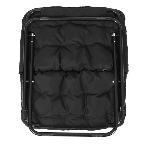 English Elm Archer 28" Oversized Faux Fur Saucer Chair - Stylish, Portable Comfort for Dorms and Living Spaces Black Fabric/Black Frame FV-FSC-027-BK-BK-GG