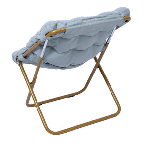 English Elm Archer 28" Oversized Faux Fur Saucer Chair - Stylish, Portable Comfort for Dorms and Living Spaces Aqua Fabric/Soft Gold Frame FV-FSC-027-DTAQ-SGD-GG