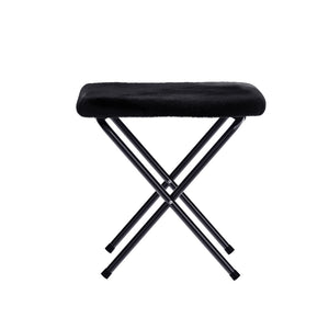 English Elm Archer Oversized Folding Saucer Chair with Ottoman - Plush Faux Fur Comfort for Home & Dorm Use Black Fabric/Black Frame FV-FSC-027-FR-BK-BK-GG