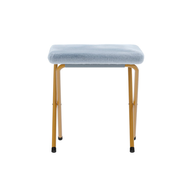 English Elm Archer Oversized Folding Saucer Chair with Ottoman - Plush Faux Fur Comfort for Home & Dorm Use Aqua Fabric/Soft Gold Frame FV-FSC-027-FR-DTAQ-SGD-GG