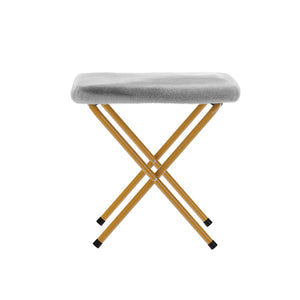 English Elm Archer Oversized Folding Saucer Chair with Ottoman - Plush Faux Fur Comfort for Home & Dorm Use Gray Fabric/Soft Gold Frame FV-FSC-027-FR-GY-SGD-GG