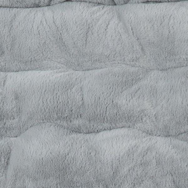 English Elm Archer Oversized Folding Saucer Chair with Ottoman - Plush Faux Fur Comfort for Home & Dorm Use Gray Fabric/Soft Gold Frame FV-FSC-027-FR-GY-SGD-GG