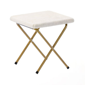 English Elm Archer Oversized Folding Saucer Chair with Ottoman - Plush Faux Fur Comfort for Home & Dorm Use Ivory Faux Shearling Fabric/Soft Gold Frame FV-FSC-027-FR-IV-SGD-GG