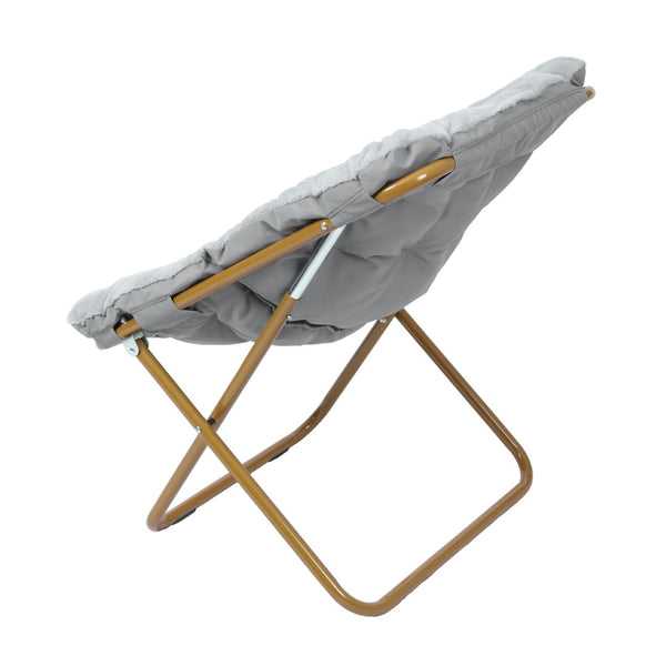 English Elm Archer 28" Oversized Faux Fur Saucer Chair - Stylish, Portable Comfort for Dorms and Living Spaces Gray Fabric/Soft Gold Frame FV-FSC-027-GY-SGD-GG