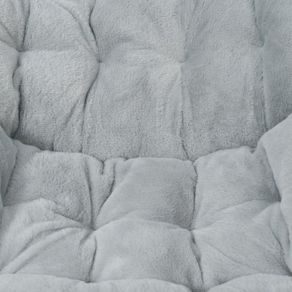 English Elm Archer 28" Oversized Faux Fur Saucer Chair - Stylish, Portable Comfort for Dorms and Living Spaces Gray Fabric/Soft Gold Frame FV-FSC-027-GY-SGD-GG