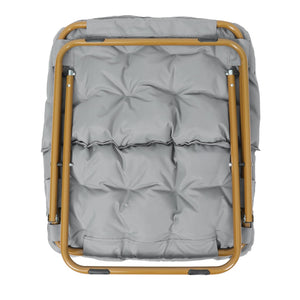 English Elm Archer 28" Oversized Faux Fur Saucer Chair - Stylish, Portable Comfort for Dorms and Living Spaces Gray Fabric/Soft Gold Frame FV-FSC-027-GY-SGD-GG