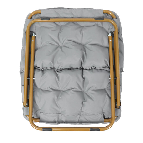 English Elm Archer 28" Oversized Faux Fur Saucer Chair - Stylish, Portable Comfort for Dorms and Living Spaces Gray Fabric/Soft Gold Frame FV-FSC-027-GY-SGD-GG