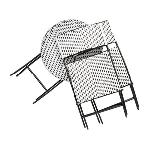 English Elm Rouen Three-Piece Foldable Bistro Set - Stylish Indoor/Outdoor PE Rattan with Durable Steel Frames Black & White FV-FWA085-BLK-WHT-GG