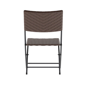 English Elm Rouen Three-Piece Foldable Bistro Set - Stylish Indoor/Outdoor PE Rattan with Durable Steel Frames Brown FV-FWA085-BRN-BLK-GG