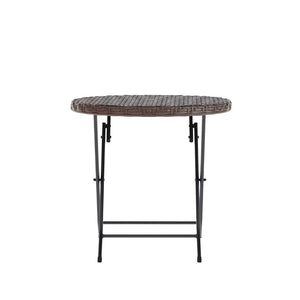 English Elm Rouen Three-Piece Foldable Bistro Set - Stylish Indoor/Outdoor PE Rattan with Durable Steel Frames Brown FV-FWA085-BRN-BLK-GG