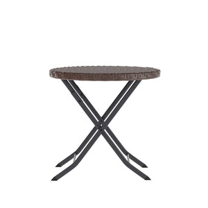 English Elm Rouen Three-Piece Foldable Bistro Set - Stylish Indoor/Outdoor PE Rattan with Durable Steel Frames Brown FV-FWA085-BRN-BLK-GG
