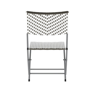 English Elm Rouen Three-Piece Foldable Bistro Set - Stylish Indoor/Outdoor PE Rattan with Durable Steel Frames Gray & White FV-FWA085-GRYWHT-GRY-GG
