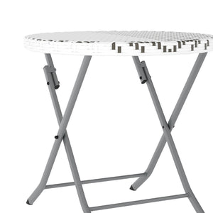 English Elm Rouen Three-Piece Foldable Bistro Set - Stylish Indoor/Outdoor PE Rattan with Durable Steel Frames Gray & White FV-FWA085-GRYWHT-GRY-GG