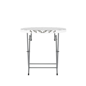 English Elm Rouen Three-Piece Foldable Bistro Set - Stylish Indoor/Outdoor PE Rattan with Durable Steel Frames Gray & White FV-FWA085-GRYWHT-GRY-GG