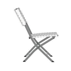 English Elm Rouen Three-Piece Foldable Bistro Set - Stylish Indoor/Outdoor PE Rattan with Durable Steel Frames Gray & White FV-FWA085-GRYWHT-GRY-GG