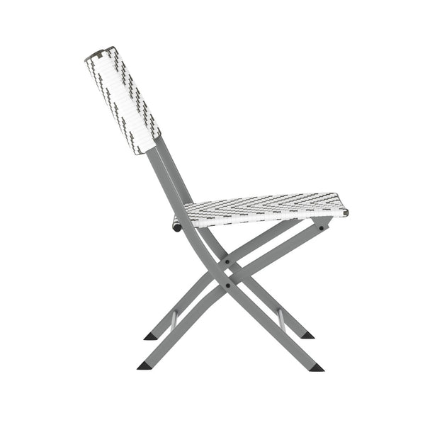 English Elm Rouen Three-Piece Foldable Bistro Set - Stylish Indoor/Outdoor PE Rattan with Durable Steel Frames Gray & White FV-FWA085-GRYWHT-GRY-GG