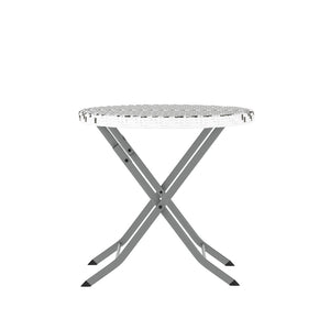 English Elm Rouen Three-Piece Foldable Bistro Set - Stylish Indoor/Outdoor PE Rattan with Durable Steel Frames Gray & White FV-FWA085-GRYWHT-GRY-GG