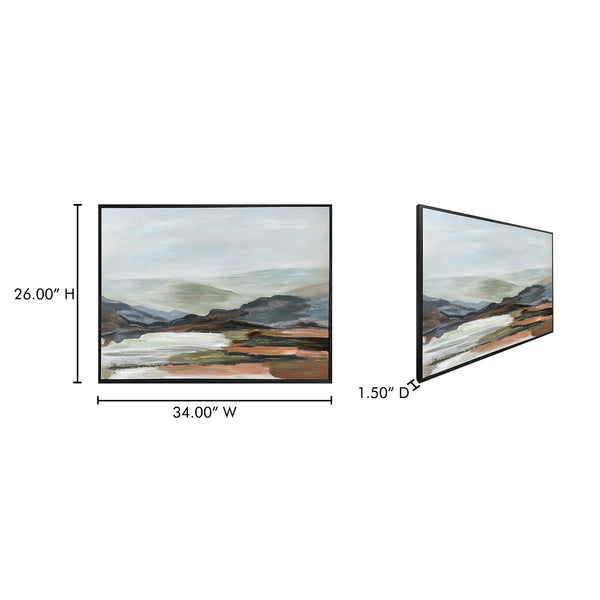 Moe's Home Hillside Framed Painting – Serene Landscape Art With Textured Peaks And Warm Plains For Home Décor Multicolor Canvas,Pine Wood Stretcher Fx-1256-37