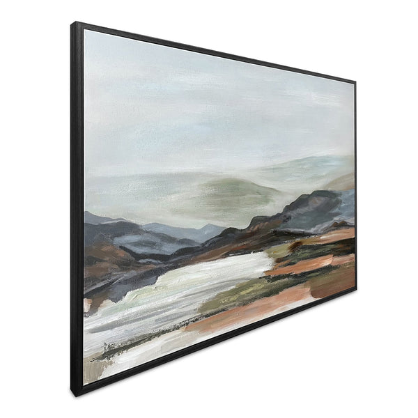 Moe's Home Hillside Framed Painting – Serene Landscape Art With Textured Peaks And Warm Plains For Home Décor Multicolor Canvas,Pine Wood Stretcher Fx-1256-37