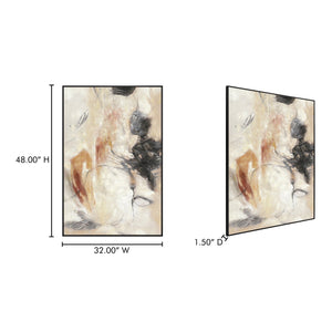 Moe's Home Rogue Framed Abstract Painting With Textured Red Strokes For Warmth And Depth In Home Decor Multicolor Canvas,Pine Wood Stretcher Fx-1262-37