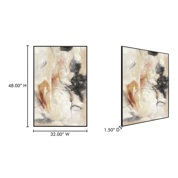 Moe's Home Rogue Framed Abstract Painting With Textured Red Strokes For Warmth And Depth In Home Decor Multicolor Canvas,Pine Wood Stretcher Fx-1262-37