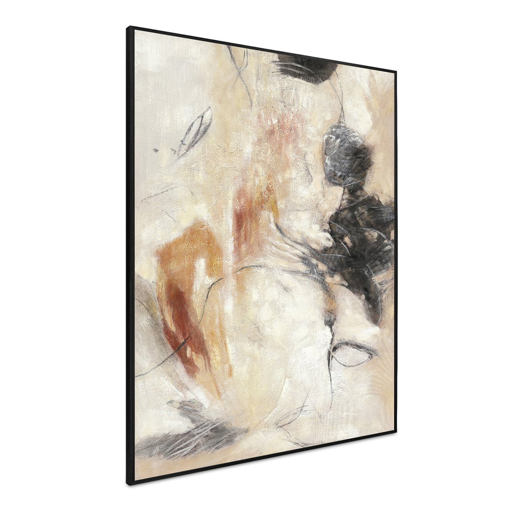 Moe's Home Rogue Framed Abstract Painting With Textured Red Strokes For Warmth And Depth In Home Decor Multicolor Canvas,Pine Wood Stretcher Fx-1262-37
