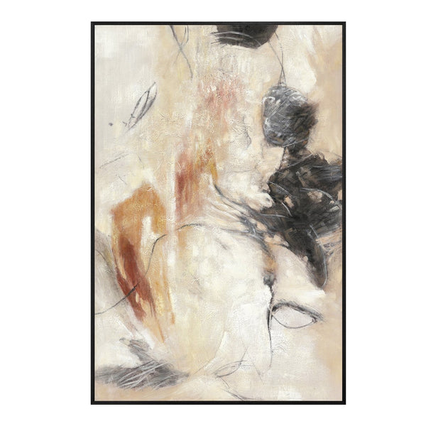 Moe's Home Rogue Framed Abstract Painting With Textured Red Strokes For Warmth And Depth In Home Decor Multicolor Canvas,Pine Wood Stretcher Fx-1262-37