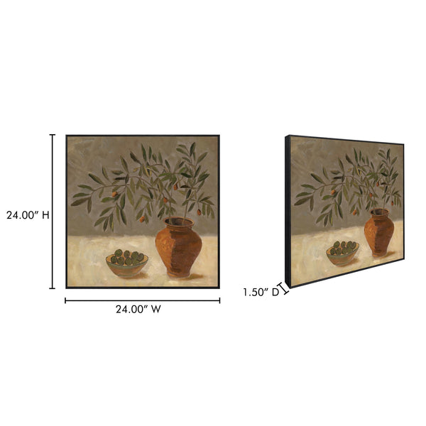 Moe's Home Olea Framed Painting – Elegant Olive Artwork In Textured Finish For Mediterranean-inspired Decor Multicolor Acrylic Paint On Canvas,Solid Pine Frame Fx-1278-37