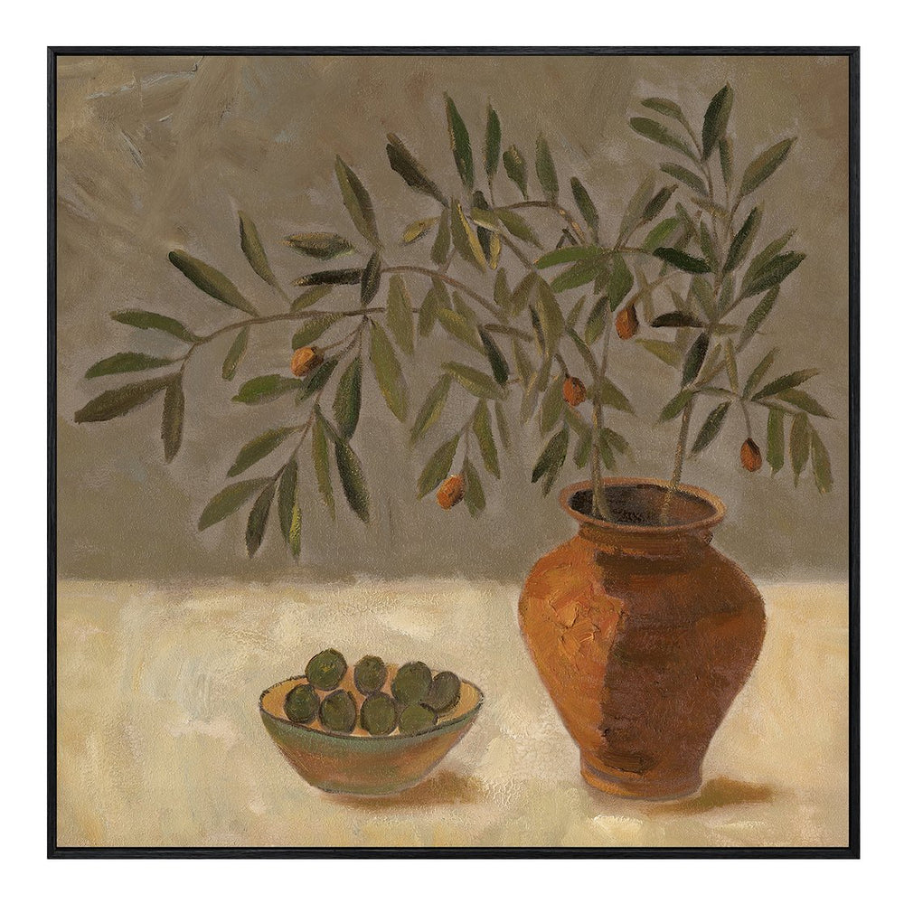 Moe's Home Olea Framed Painting – Elegant Olive Artwork In Textured Finish For Mediterranean-inspired Decor Multicolor Acrylic Paint On Canvas,Solid Pine Frame Fx-1278-37