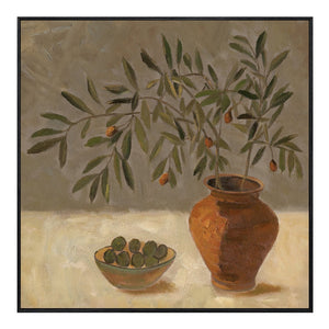 Moe's Home Olea Framed Painting – Elegant Olive Artwork In Textured Finish For Mediterranean-inspired Decor Multicolor Acrylic Paint On Canvas,Solid Pine Frame Fx-1278-37