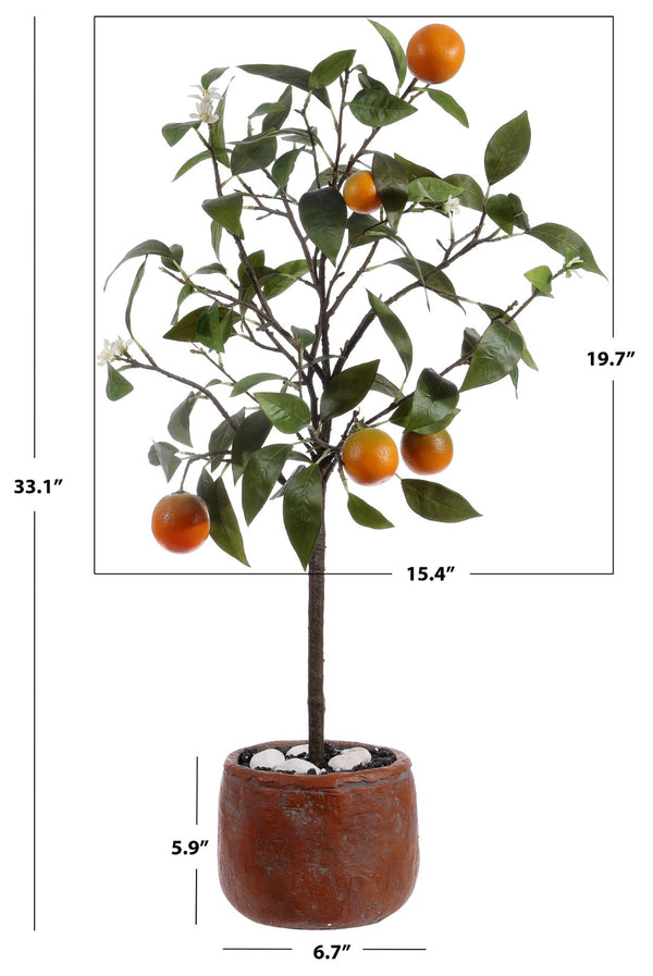 Safavieh FAUX 33-Inch Potted Orange Tree – Lifelike, Low-Maintenance Decor for Home & Office Spaces FXP1004A
