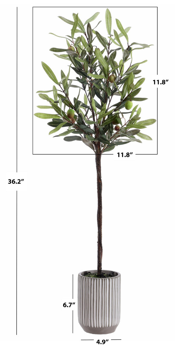 Safavieh FAUX 36 Inch Potted Olive Tree – Lifelike Mediterranean Charm for Year-Round Greenery & Decor FXP1007A