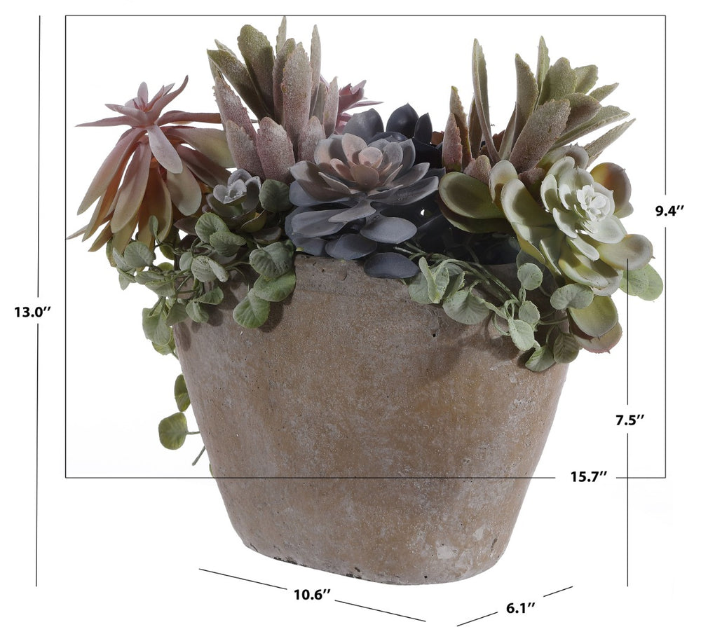 Safavieh FAUX 13-Inch Green and Brown Potted Succulent - Lifelike, No-Maintenance Decorative Plant for Any Space FXP1010A