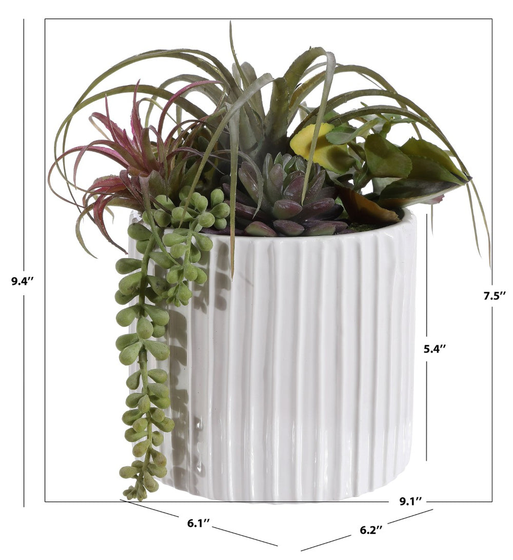Safavieh FAUX 9.45-Inch Potted Mixed Succulent Plant - Lifelike Greenery for Effortless Home Décor Charm FXP1011A
