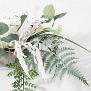 Safavieh FAUX 10-Inch Rose & Fern Arrangement in Grey Box – Lifelike Décor for Any Room, Low Maintenance Charm FXP1013A