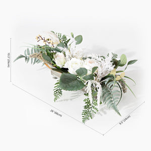 Safavieh FAUX 10-Inch Rose & Fern Arrangement in Grey Box – Lifelike Décor for Any Room, Low Maintenance Charm FXP1013A