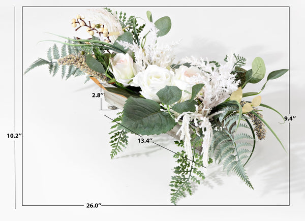 Safavieh FAUX 10-Inch Rose & Fern Arrangement in Grey Box – Lifelike Décor for Any Room, Low Maintenance Charm FXP1013A