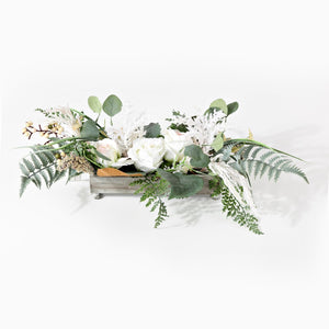 Safavieh FAUX 10-Inch Rose & Fern Arrangement in Grey Box – Lifelike Décor for Any Room, Low Maintenance Charm FXP1013A