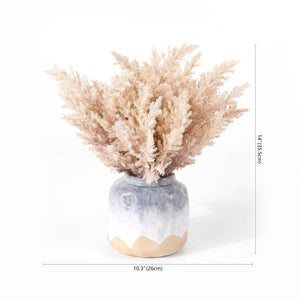 Safavieh FAUX 14 Inch Potted Broom Corn Plant - Lifelike Decorative Arrangement in Textured Grey Ceramic Pot FXP1019A