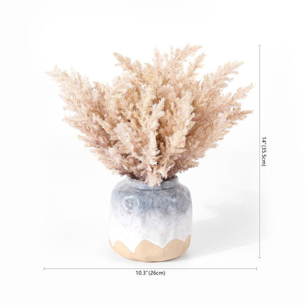 Safavieh FAUX 14 Inch Potted Broom Corn Plant - Lifelike Decorative Arrangement in Textured Grey Ceramic Pot FXP1019A