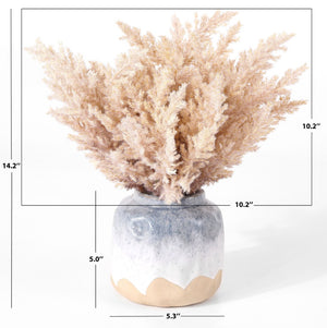 Safavieh FAUX 14 Inch Potted Broom Corn Plant - Lifelike Decorative Arrangement in Textured Grey Ceramic Pot FXP1019A