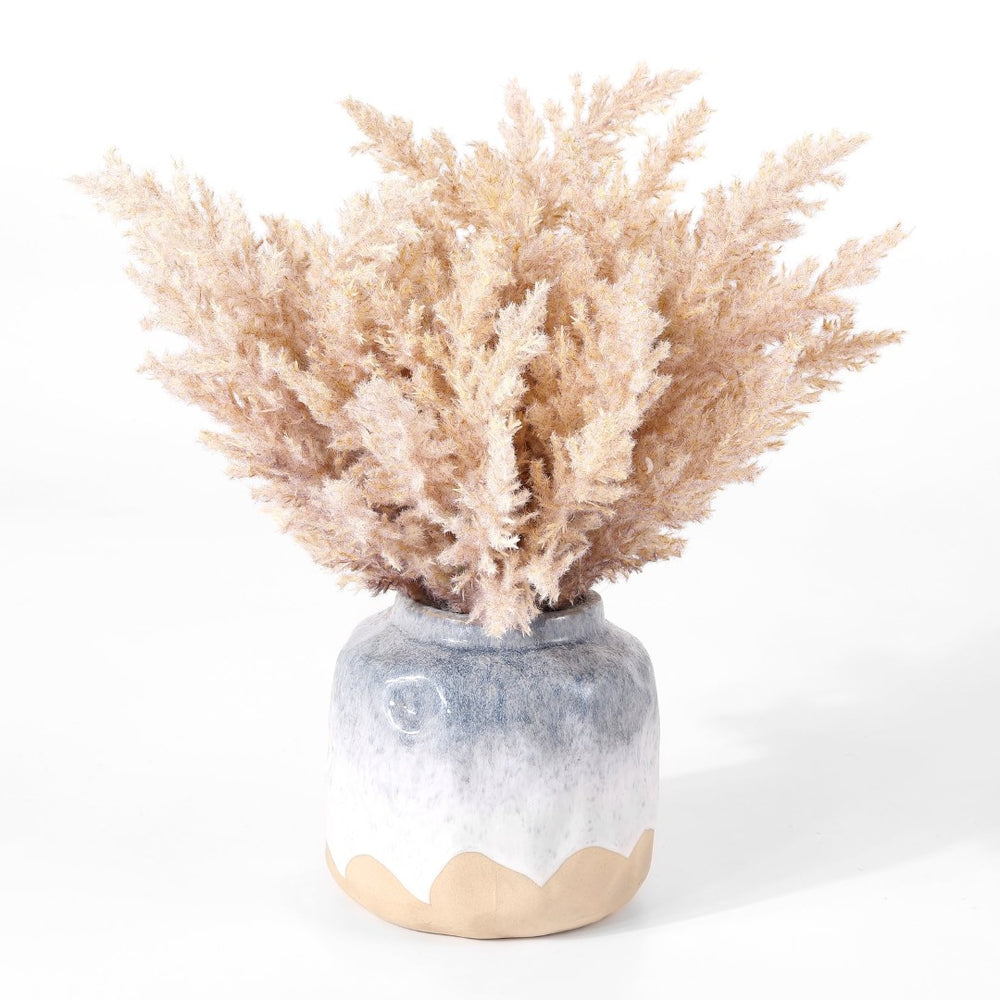 Safavieh FAUX 14 Inch Potted Broom Corn Plant - Lifelike Decorative Arrangement in Textured Grey Ceramic Pot FXP1019A